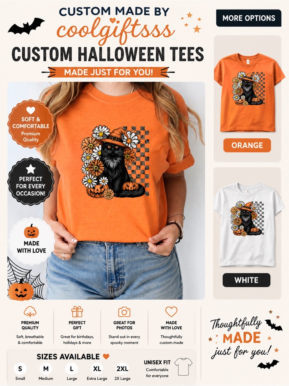 Spooky Halloween Skull Graphic Tee - Black NEW made to order as m lxl pick 1